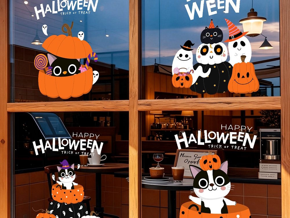 Window decorations on a cafe window